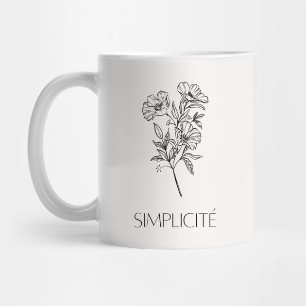 Simplicite - Minimalist French Quote and Flowers by From Mars